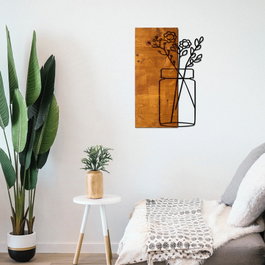 Wallity Cicek1 Accesorio Decorativo de Pared en Nogal y Negro